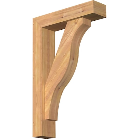 Ekena Millwork Funston Block Smooth Bracket w/ Offset Brace, Western Red Cedar, 5 1/2"W x 22"D x 34"H BKT0604X22X34FST05SWR